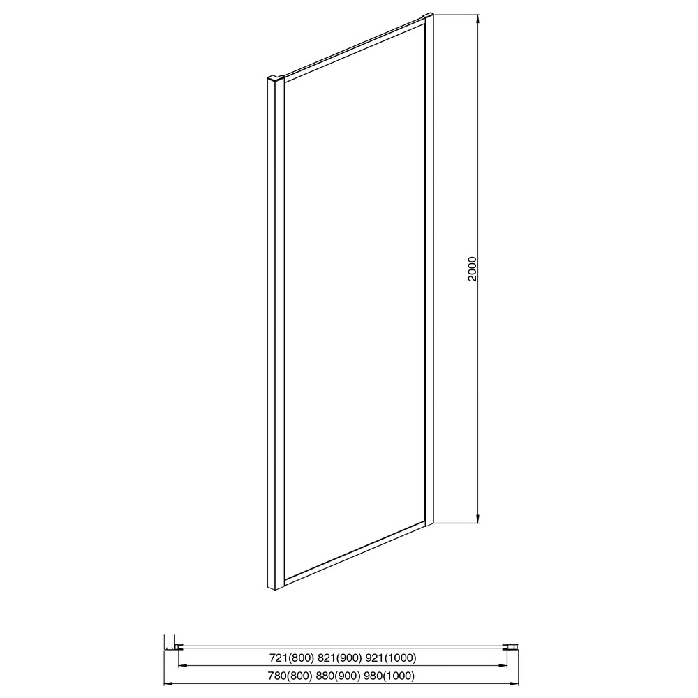 Неподвижная душевая стенка для комбинации с дверью Aquatek AQ ARI WA 10020CH (старый AQNAA6310-100) 100x200 профиль хром, стекло прозрачное
