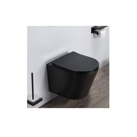 Унитаз подвесной Comforty 105MB безободковый чёрный матовый + сиденье дюропласт softclose тонкое Унитаз подвесной Comforty 105MB безободковый чёрный матовый + сиденье дюропласт softclose тонкое