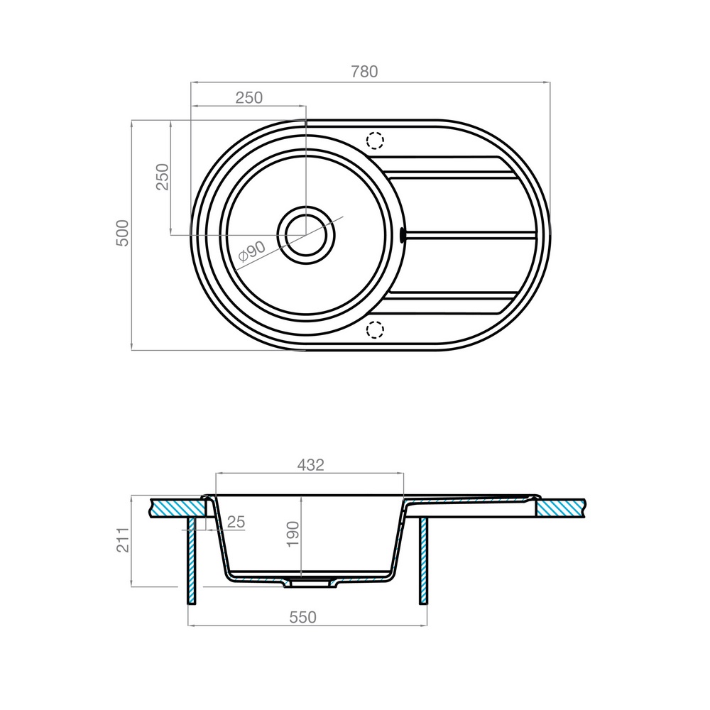Мойка кухонная Амира жемчуг 1A712932AI240 211*780*500 РАСПРОДАЖА витринный экземпляр