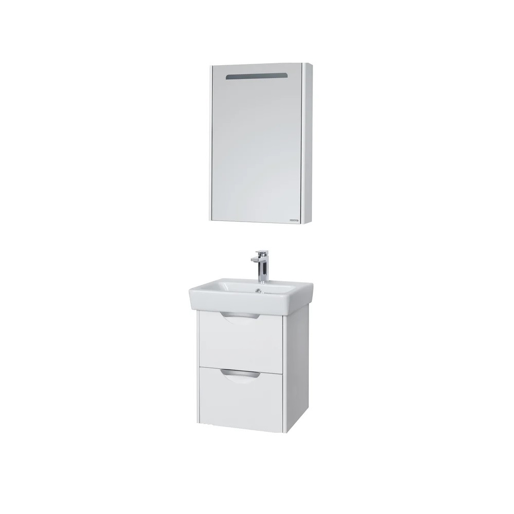 Комплект мебели СИЛЬВА подвесная тумба-умывальник 60 см 1A211801SIW70 с раковиной Нео 60 + зеркало-шкаф 50 см 1A215502SIW7L Дуб Полярный РАСПРОДАЖА витринный экземпляр