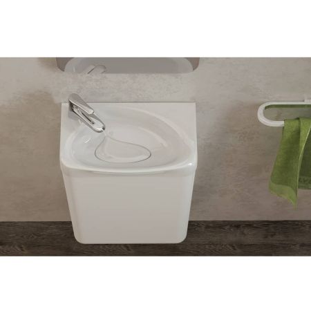 Подвесная тумба 40 см Velvex BIO 40 MAXI tp.BIO.BIO.MAXI.40.1D белая с раковиной rkBio.40-81***