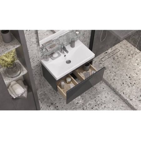 Подвесная тумба 70 см Velvex EDGE tpEDG.70.1Y-231 графит с белой раковиной 9696-70*** Подвесная тумба 70 см Velvex EDGE tpEDG.70.1Y-231 графит с белой раковиной 9696-70***