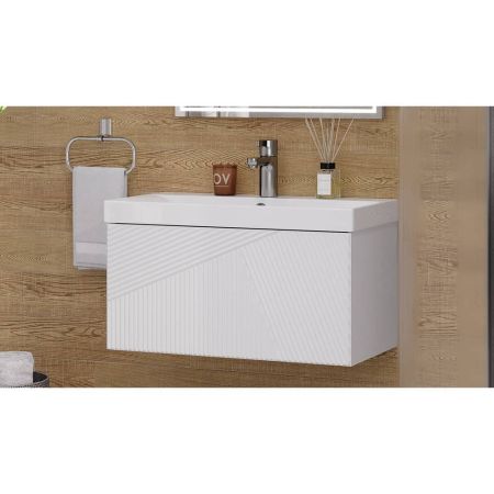 Подвесная тумба 80 см Velvex EDGE tpEDG.80.1Y-21 белая с раковиной 9696-80*** Подвесная тумба 80 см Velvex EDGE tpEDG.80.1Y-21 белая с раковиной 9696-80***
