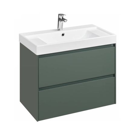 Тумба Ona 80см 2 ящика (зеленый матовый) 857630513 + умывальник Ona 80х46 ZRU9307562 РАСПРОДАЖА витринный экземпляр