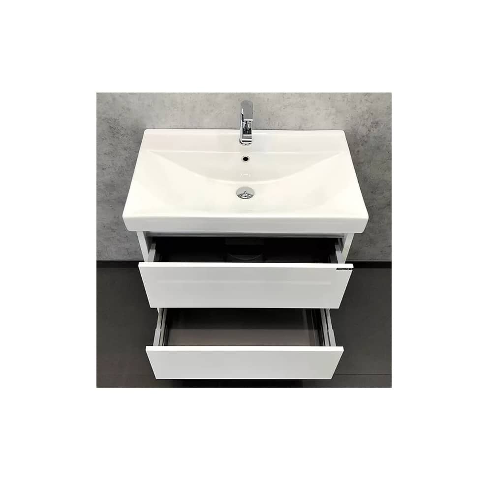 Дублин 75 Тумба-умывальник Белый глянец с раковиной Comforty 8057