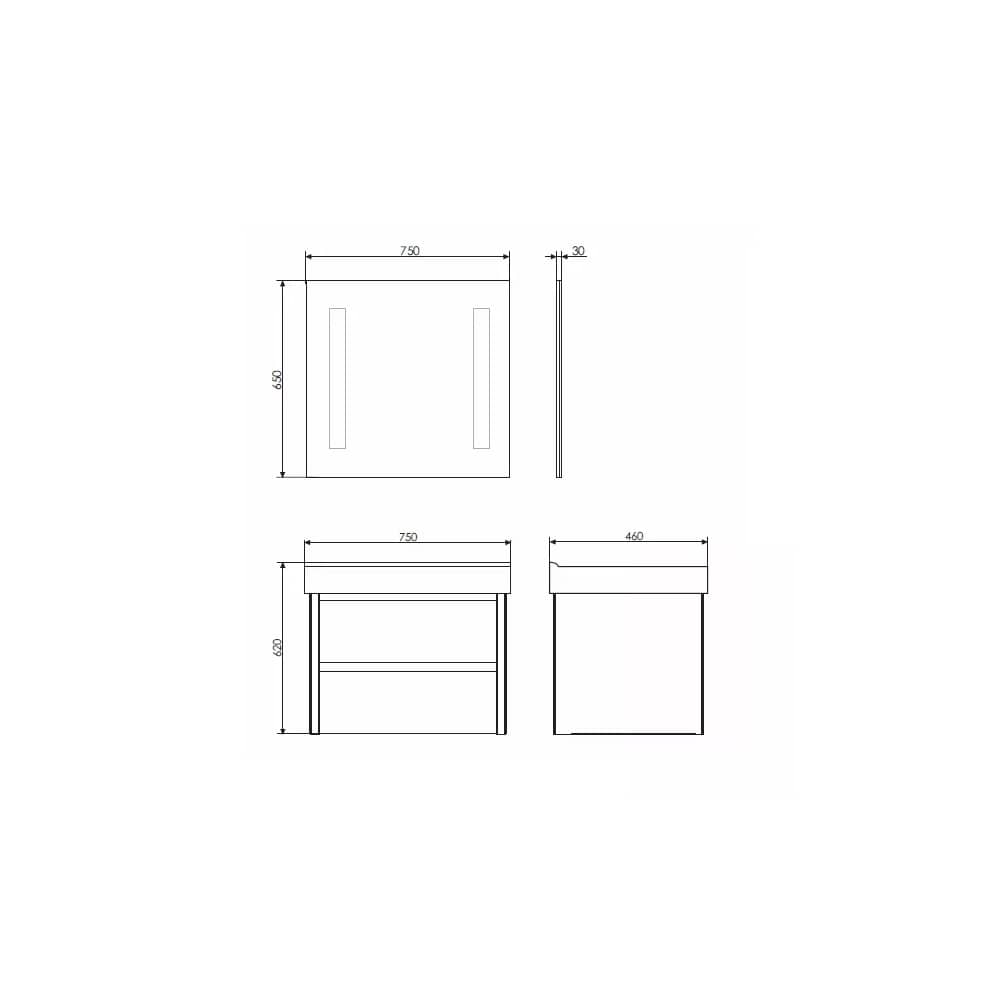 Дублин 75 Тумба-умывальник Белый глянец с раковиной Comforty 8057