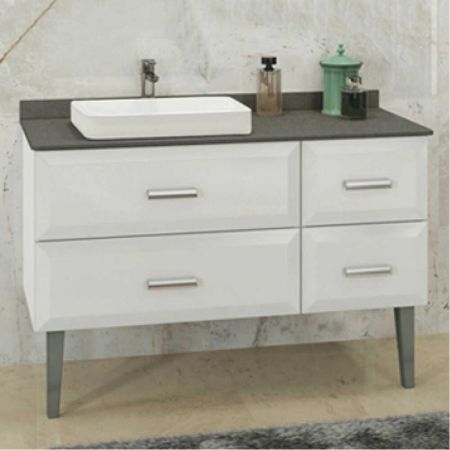 Империя 120 Тумба-умывальник белая с серой столешницей 890х1200х520 с раковиной Comforty 78189 Империя 120 Тумба-умывальник белая с серой столешницей 890х1200х520 с раковиной Comforty 78189