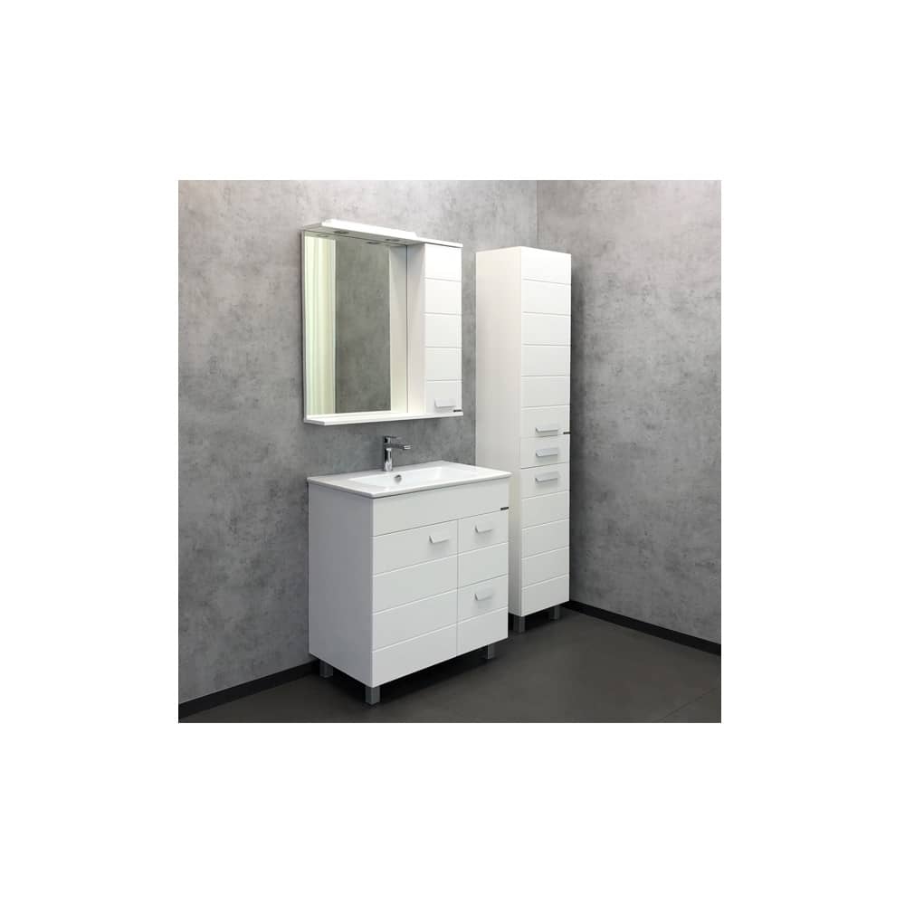 Модена М-75 Зеркало-шкаф с подсветкой 790х750х155 мм Белый матовый