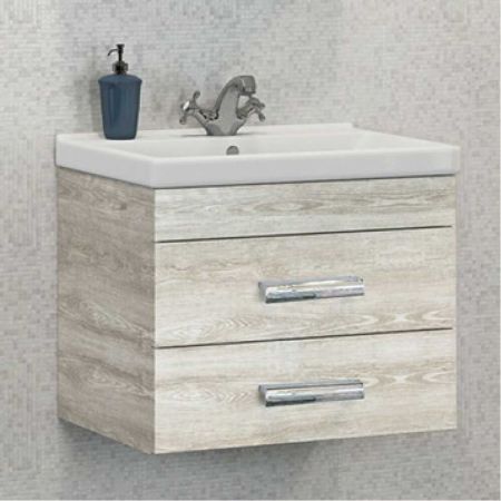 Никосия 60П Тумба-умывальник 53х60х40 см Дуб белый с раковиной Fest 60 FST60SLWB01