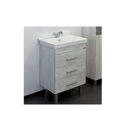 Никосия 60Н Тумба-умывальник 86х60х40 см Дуб белый с раковиной Fest 60 FST60SLWB01