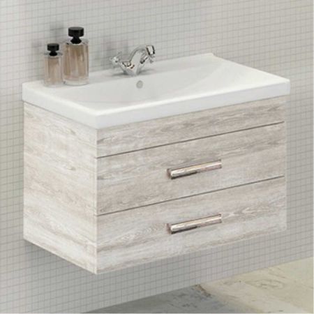 Никосия 80П Тумба-умывальник 53х80х45 см Дуб белый с раковиной Fest 80 FST80SLWB01