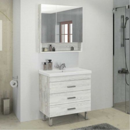 Никосия 80Н Тумба-умывальник 86х80х45 см Дуб белый с раковиной Fest 80 FST80SLWB01