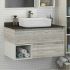 Прага 90 Тумба-умывальник подвесная Дуб Белый с графитовой столешницей с раковиной Comforty T-Y9378