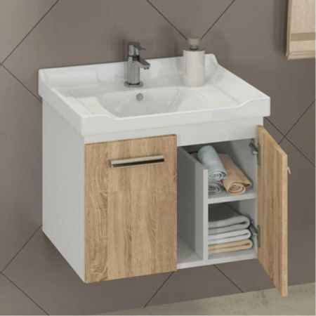Рига 60 Тумба-умывальник 55х62х47 см Дуб сонома с раковиной Comforty 9335-60 Рига 60 Тумба-умывальник 55х62х47 см Дуб сонома с раковиной Comforty 9335-60