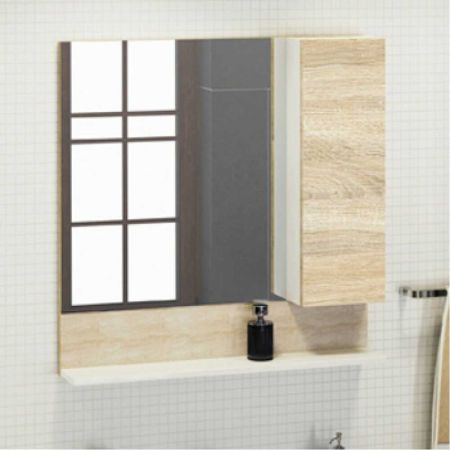 Рига 80 Зеркало-шкаф 80х80х13 см Дуб сонома