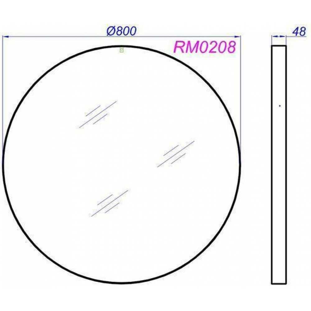 Зеркало круглое RM0208BLK в металлической раме, черный, 80 см