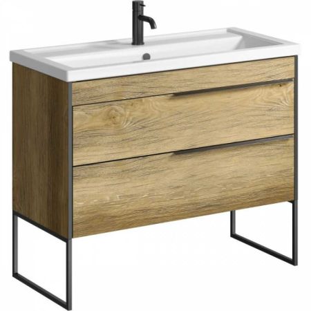 Тумба напольная FARGO FRG0110DB/FRGN440 дуб балтийский +  умывальник Фостер 100