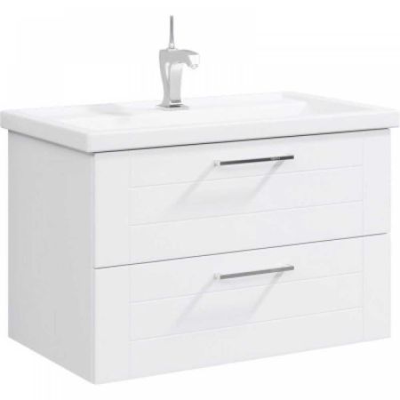 Тумба подвесная Манчестер MAN01082 белый + умывальник Фостер 80