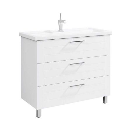 Тумба напольная Манчестер MAN01103 белый +  умывальник Фостер 100