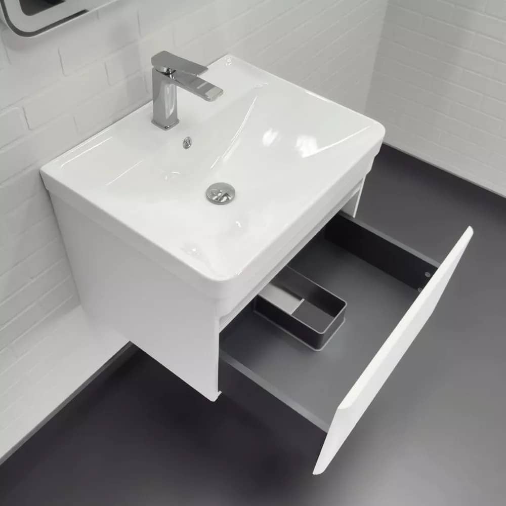 Тумба-умывальник подвесная Comforty Валдай-60П белая матовая с раковиной Comforty 4460