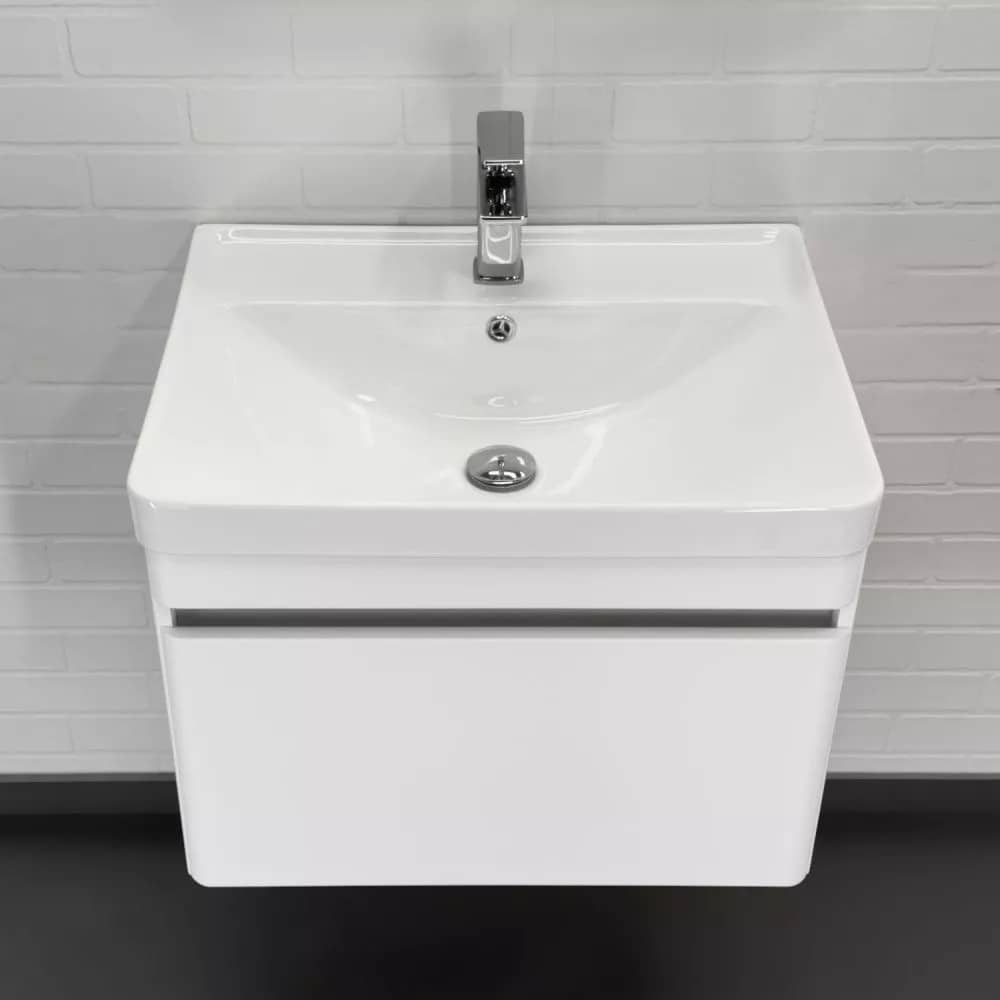 Тумба-умывальник подвесная Comforty Валдай-60П белая матовая с раковиной Comforty 4460