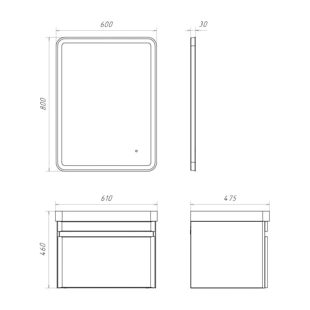 Тумба-умывальник подвесная Comforty Валдай-60П белая матовая с раковиной Comforty 4460