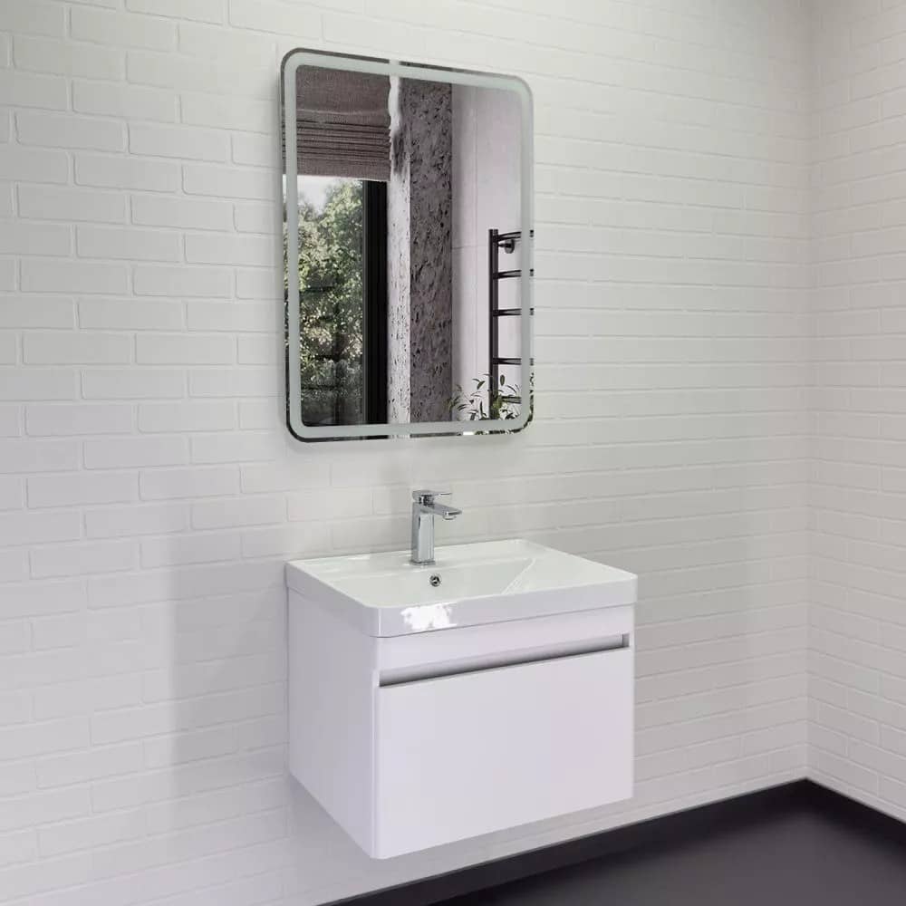 Тумба-умывальник подвесная Comforty Валдай-60П белая матовая с раковиной Comforty 4460