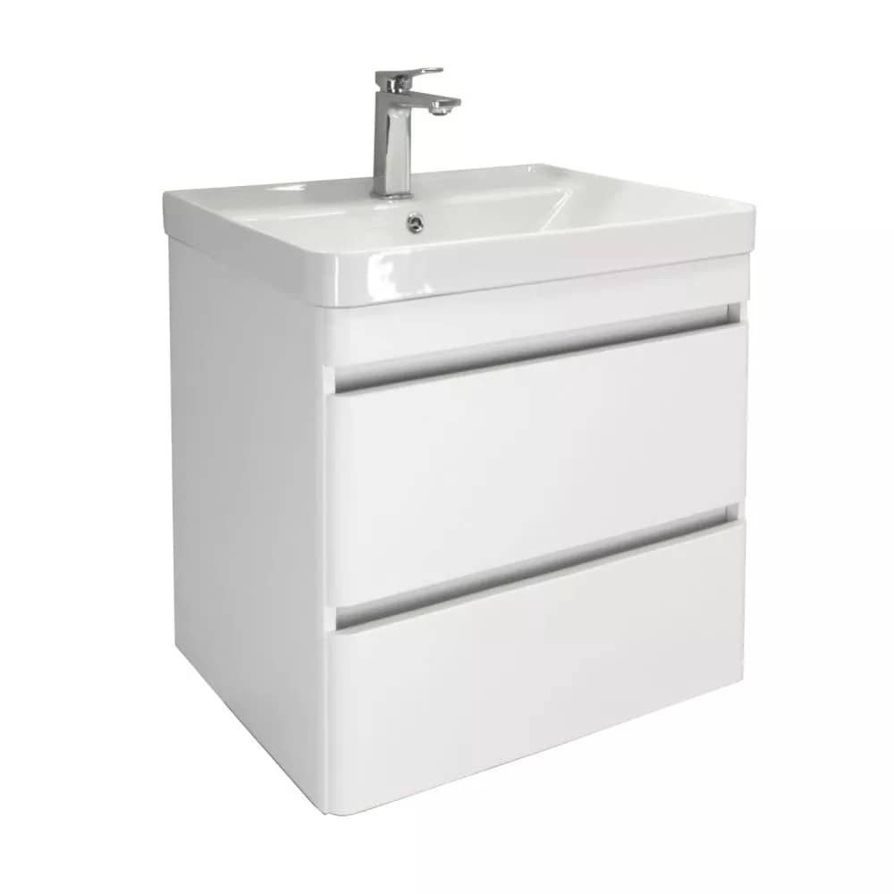 Тумба-умывальник подвесная Comforty Валдай-60П2 белая матовая с раковиной Comforty 4460