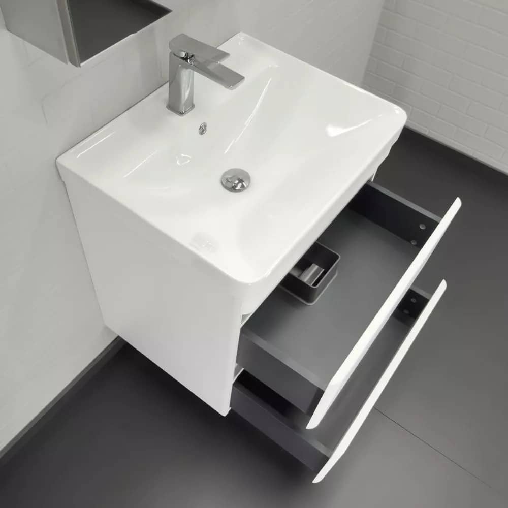 Тумба-умывальник подвесная Comforty Валдай-60П2 белая матовая с раковиной Comforty 4460