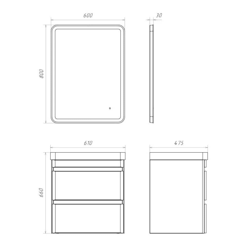 Тумба-умывальник подвесная Comforty Валдай-60П2 белая матовая с раковиной Comforty 4460