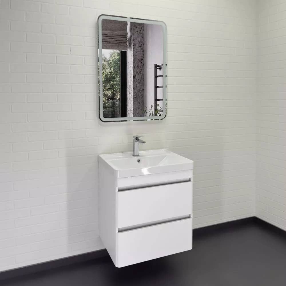 Тумба-умывальник подвесная Comforty Валдай-60П2 белая матовая с раковиной Comforty 4460