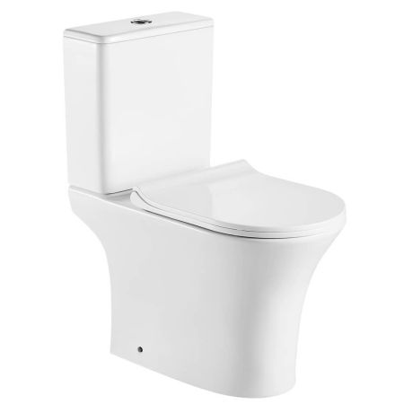 Унитаз Azario FRETTA ROUND напольный безободковый + бачок + крышка микролифт AZ-1217+AZ-1216-G