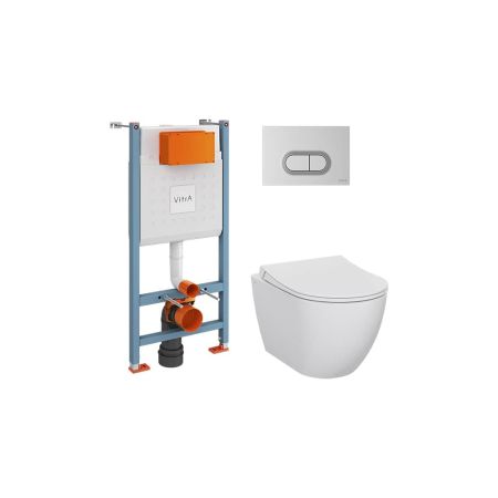 SET VitrA Mia Round 9856B003-7200: инсталляция + клавиша + безободковый унитаз + тонкая крышка микролифт SET VitrA Mia Round 9856B003-7200: инсталляция + клавиша + безободковый унитаз + тонкая крышка микролифт