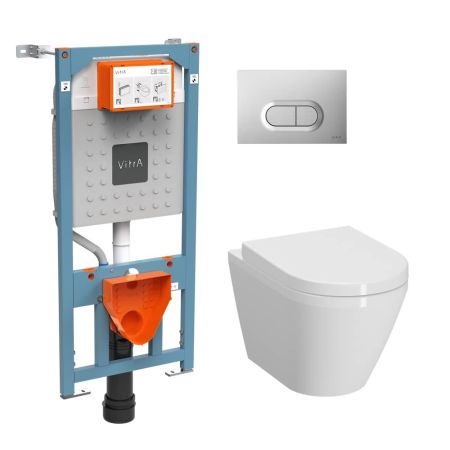 SET VitrA Integra Round L-box 9004B003-7202: инсталляция + клавиша + безободковый унитаз с крышкой микролифт SET VitrA Integra Round L-box 9004B003-7202: инсталляция + клавиша + безободковый унитаз с крышкой микролифт