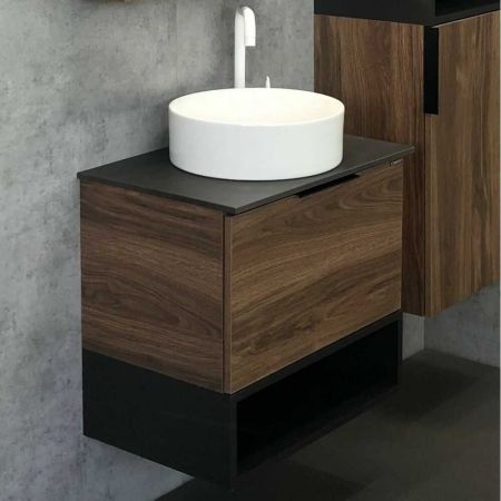 Штутгарт 60 Тумба-умывальник Дуб темно-коричневый 600х645х400 мм с раковиной Comforty 9111
