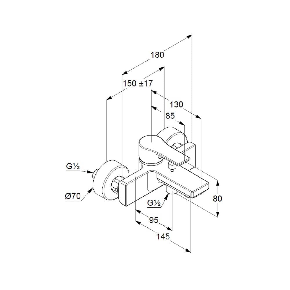 Смеситель для ванны и душа KLUDI ZENTA SL 486700565 короткий излив хром