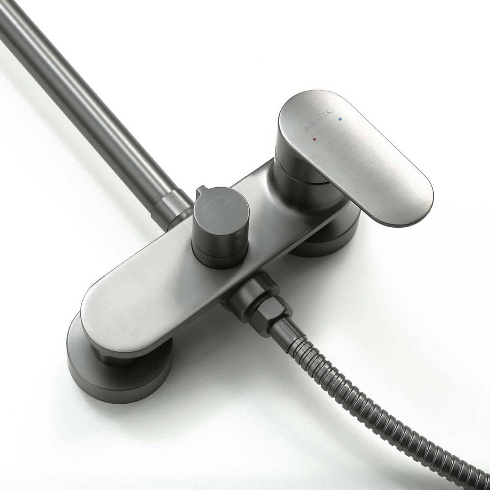 Душевая система без излива с верхним душем Aquatek Ника AQ2860BGM, оружейная сталь
