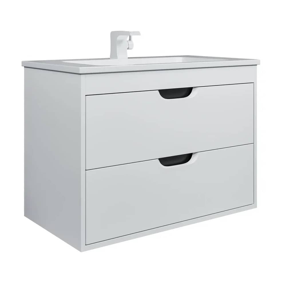 Тумба подвесная Uperwood Modul 80 см 393020560 белая матовая/графит с раковиной