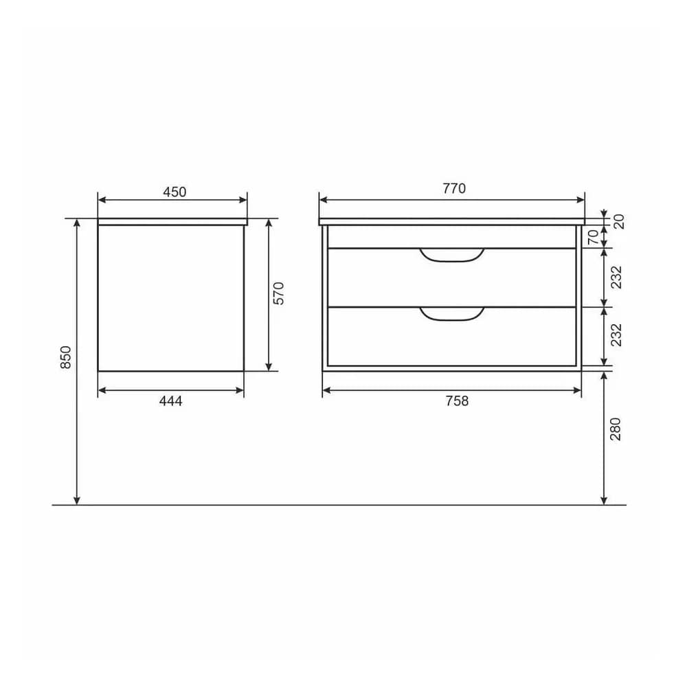 Тумба подвесная Uperwood Modul 80 см 393020560 белая матовая/графит с раковиной