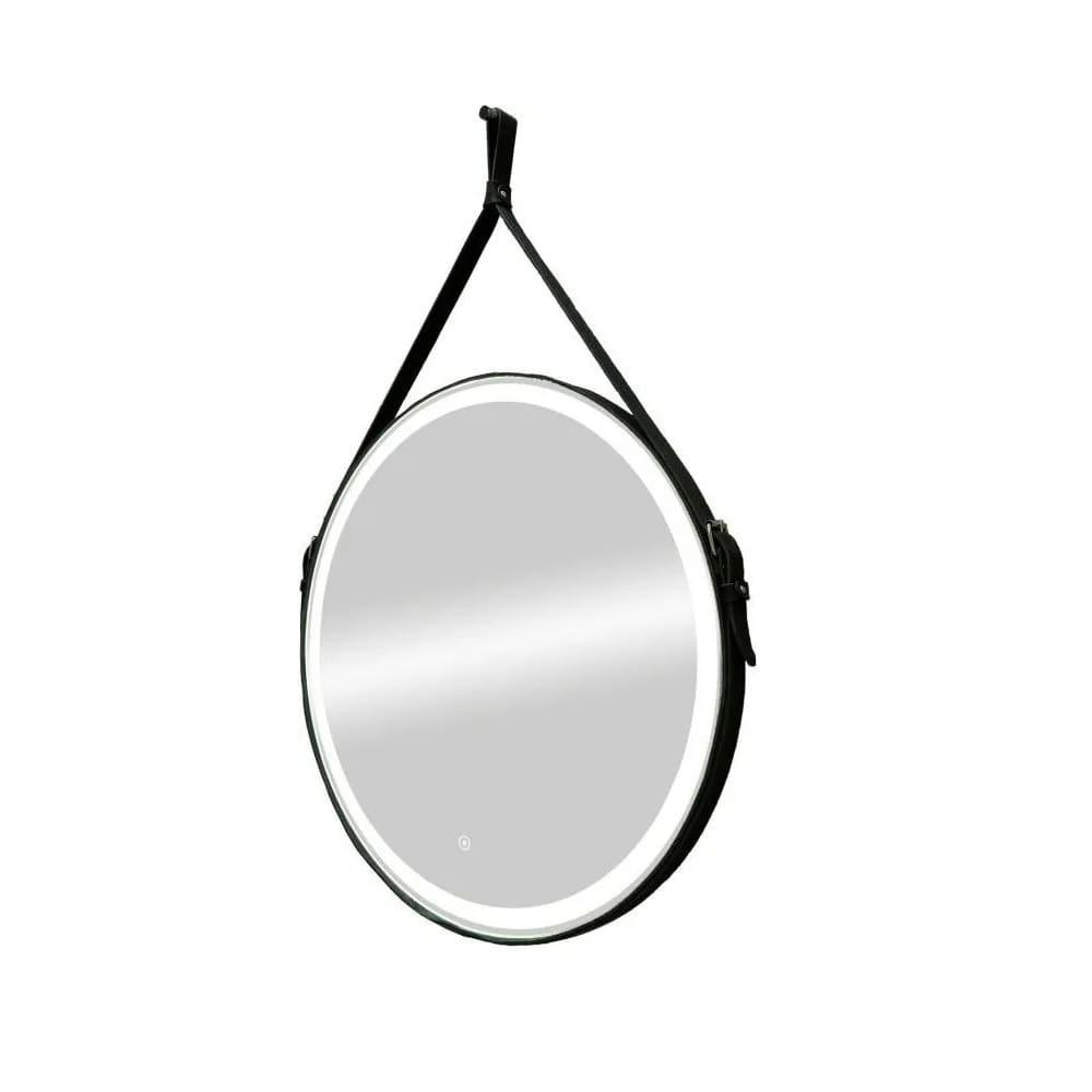 Зеркало Millenium Black Led ЗЛП969 с сенсором на ремне, натуральная кожа, черный