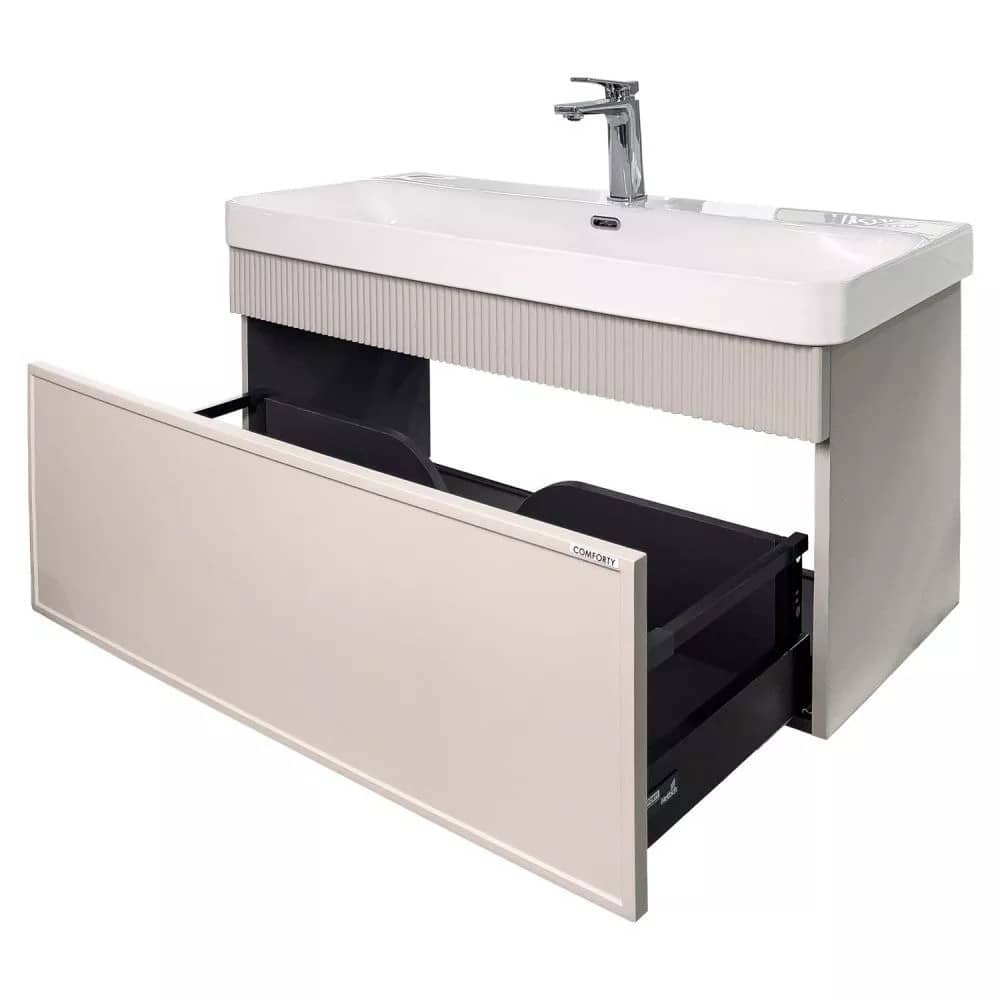 Тумба-умывальник Comforty Мадрид 100M серый шёлк с раковиной Comforty CF19595BX-100