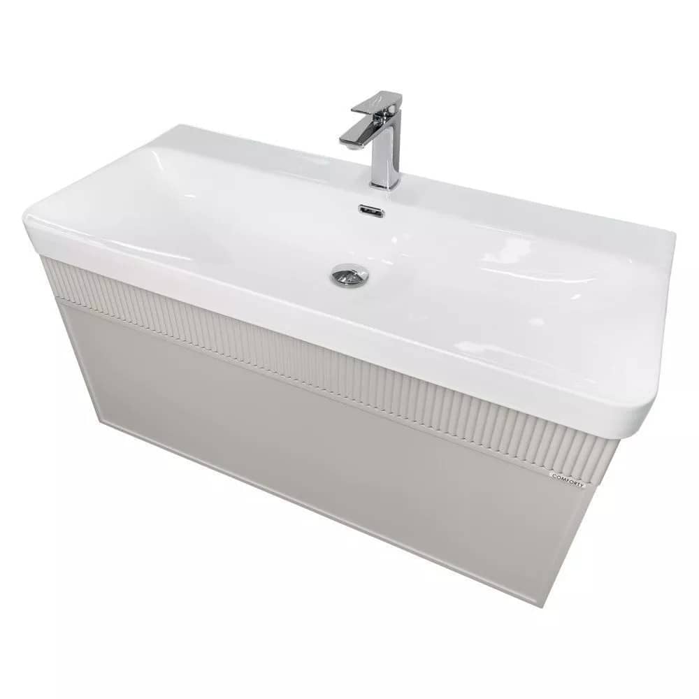 Тумба-умывальник Comforty Мадрид 100M серый шёлк с раковиной Comforty CF19595BX-100