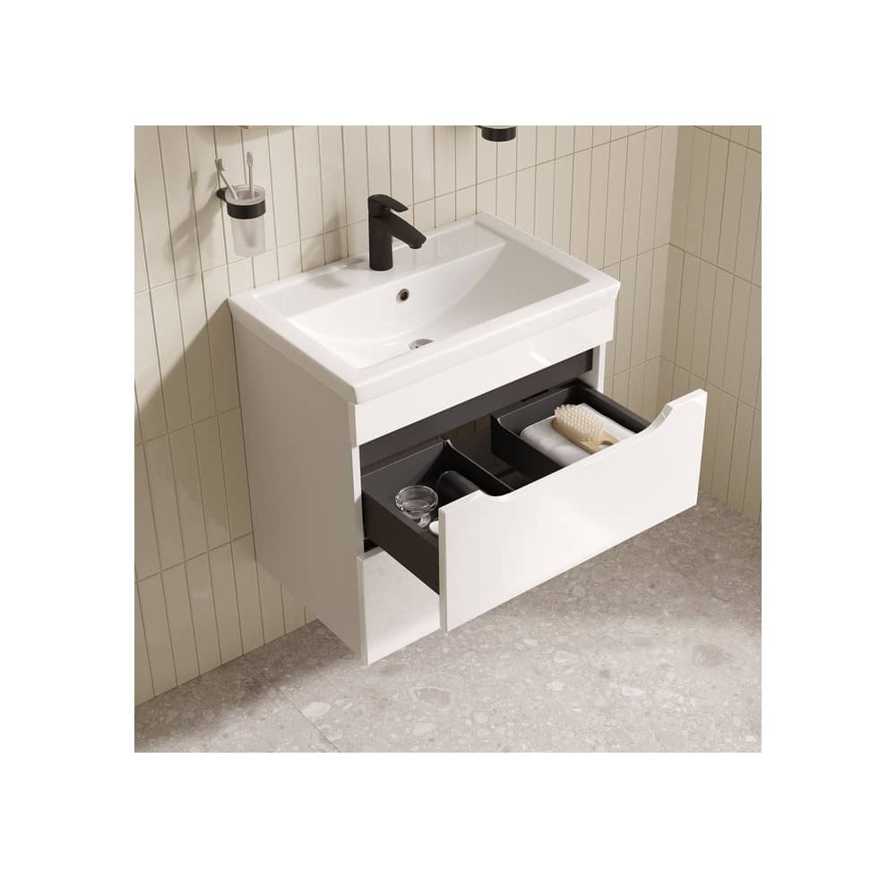 Тумба с умывальником подвесная 60 см IDDIS Ray RAY60W0i95K, белая глянец