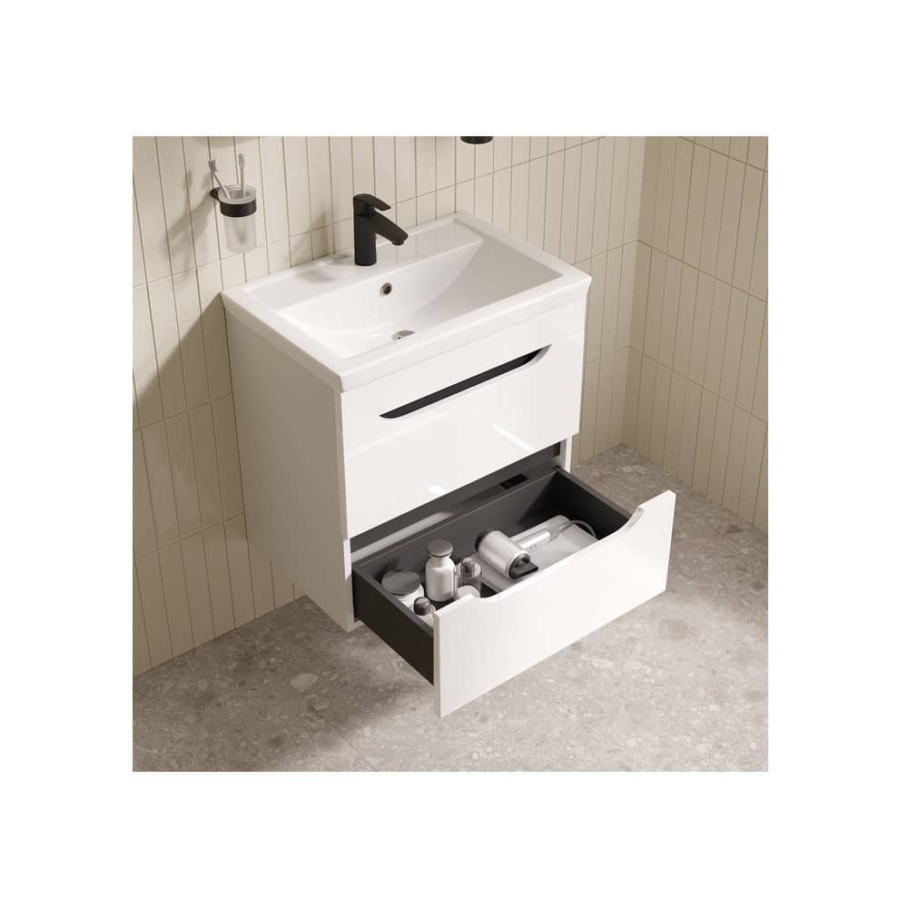 Тумба с умывальником подвесная 60 см IDDIS Ray RAY60W0i95K, белая глянец