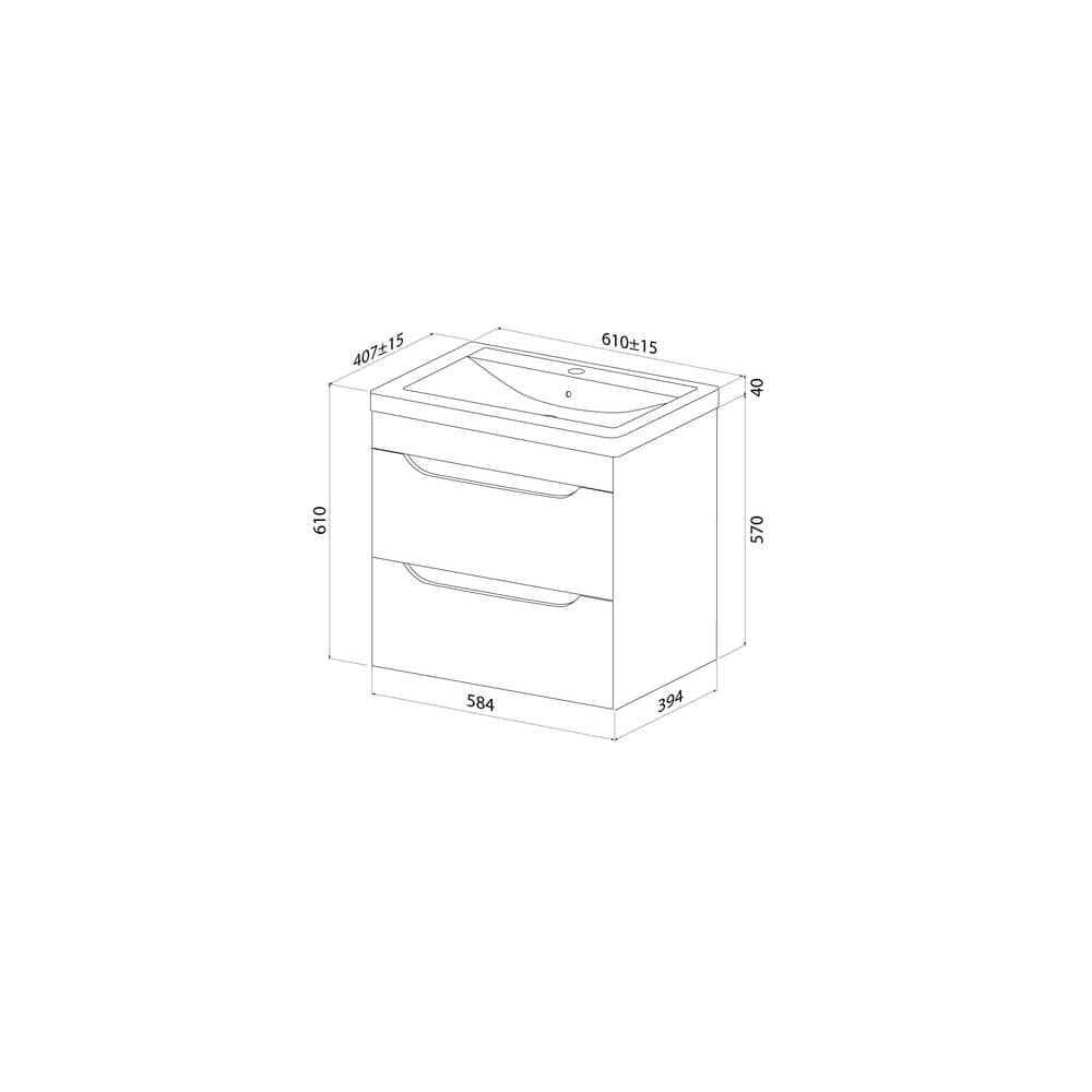 Тумба с умывальником подвесная 60 см IDDIS Ray RAY60W0i95K, белая глянец