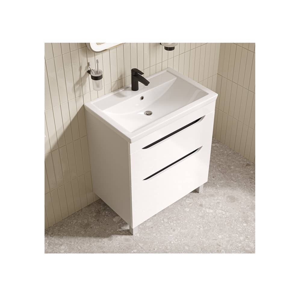 Тумба с умывальником напольная 70 см IDDIS Ray RAY70WFi95K, белая глянцевая