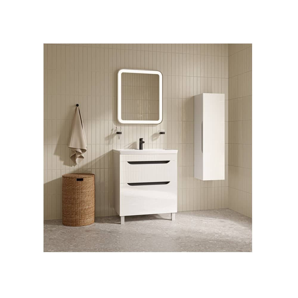 Тумба с умывальником напольная 70 см IDDIS Ray RAY70WFi95K, белая глянцевая