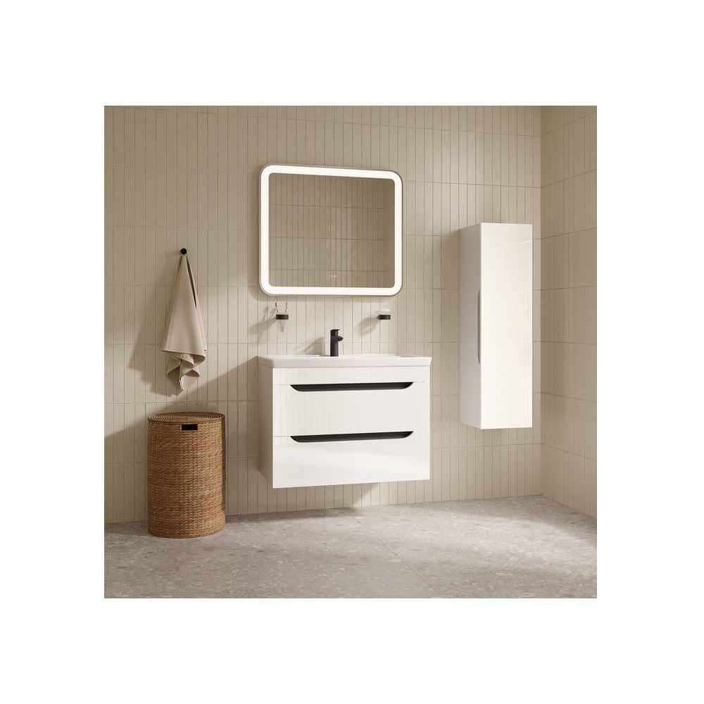 Тумба с умывальником подвесная 80 см IDDIS Ray RAY80W0i95K, белая глянец