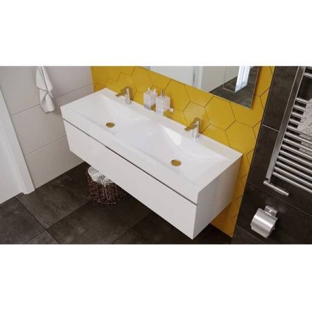 Подвесная тумба 140 см Velvex Pulsus tpPUL.140-21 белая с раковиной Pulsus 140 rkPUL.140-81***