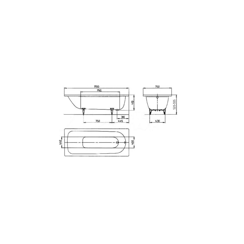 Ванна стальная KALDEWEI SANIFORM PLUS 373-1 170х75 + easy-clean + ножки 5030 (581470000000)